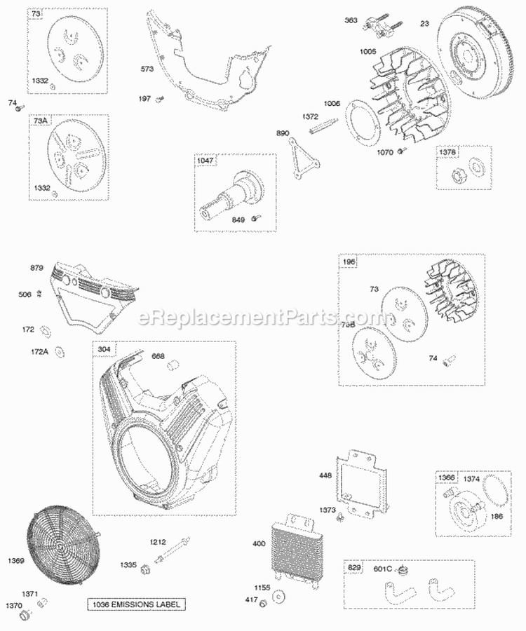 Blower Housing Flywheel Air Guides Rotating Screen Diagram and Parts List for 541477-0100-E1  Briggs and Stratton Engine